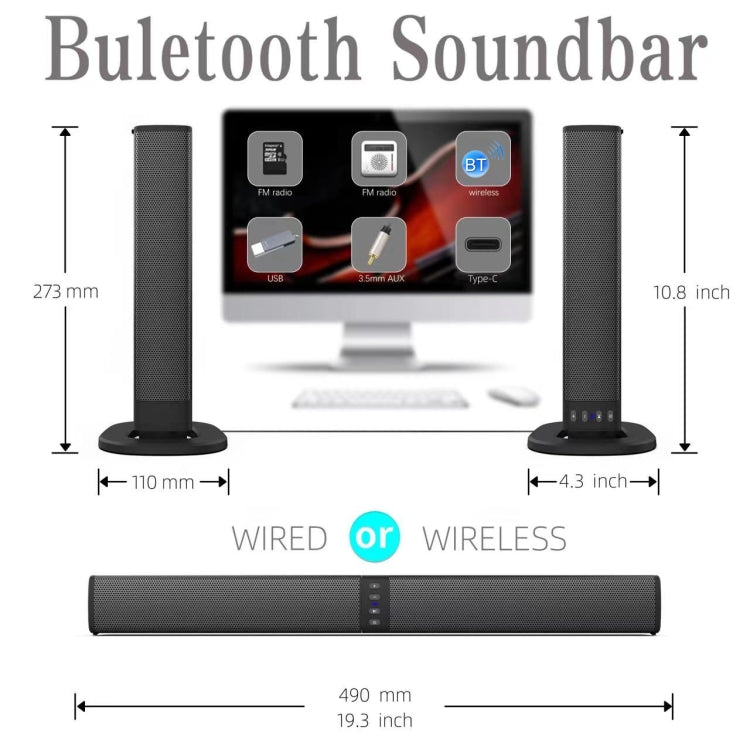 BS-36 20W Multi-Funzione 3D Stereo Surround Altoparlante Bluetooth Subwoofer Soundbar, BS-36