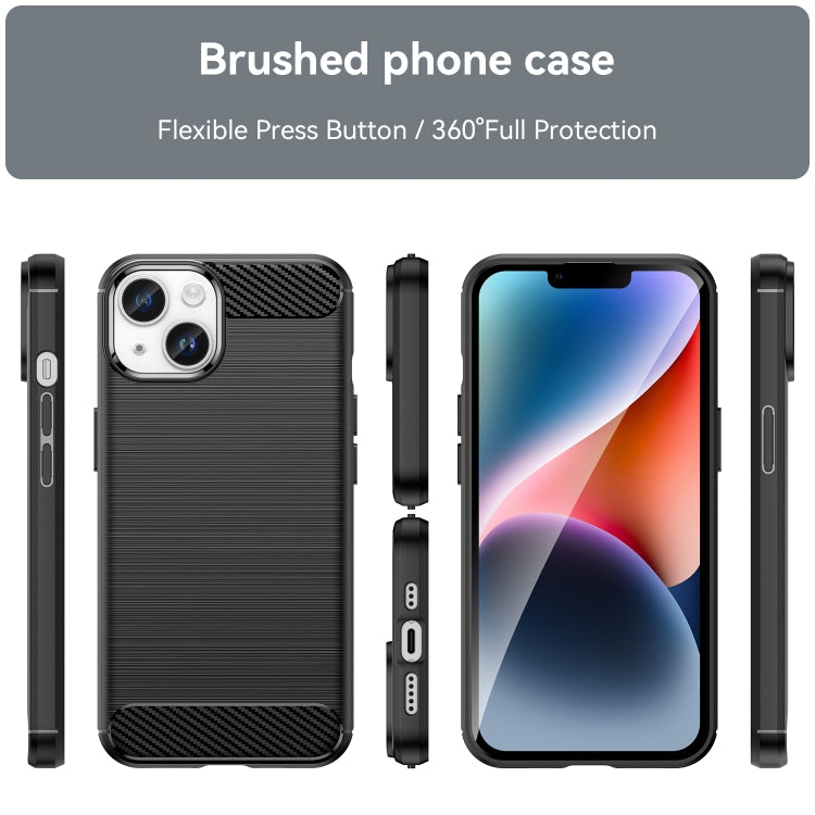 Custodia per telefono TPU in fibra di carbonio con trama spazzolata, For iPhone 15, For iPhone 15 Plus, For iPhone 15 Pro, For iPhone 15 Pro Max