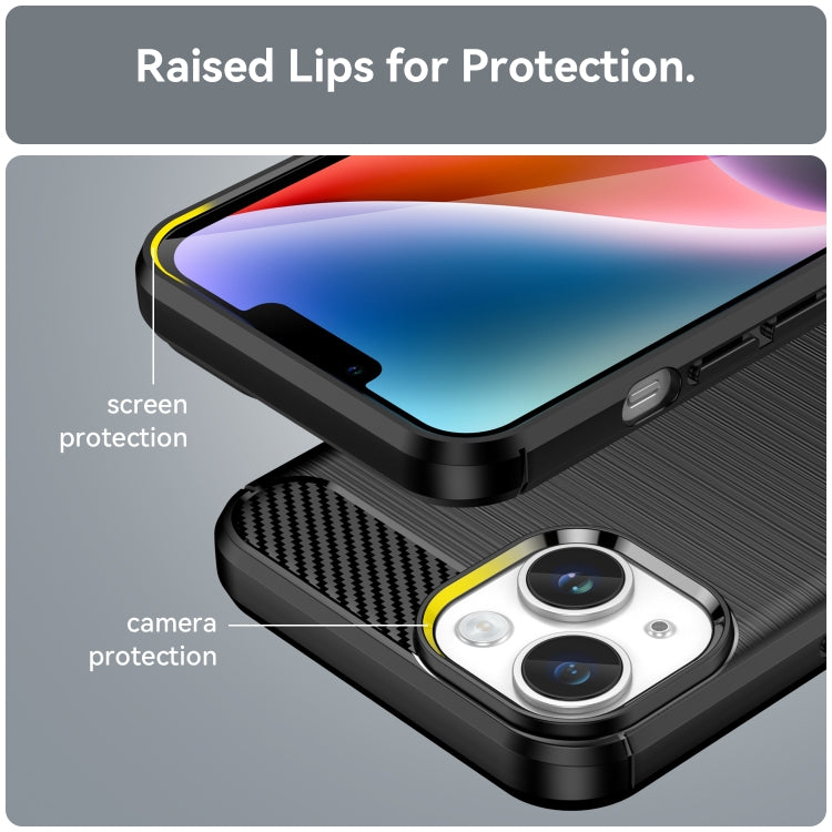 Custodia per telefono TPU in fibra di carbonio con trama spazzolata, For iPhone 15, For iPhone 15 Plus, For iPhone 15 Pro, For iPhone 15 Pro Max
