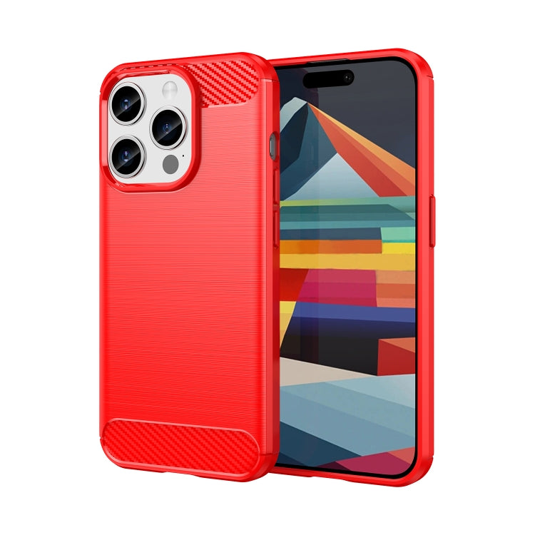 Custodia per telefono TPU in fibra di carbonio con trama spazzolata, For iPhone 15, For iPhone 15 Plus, For iPhone 15 Pro, For iPhone 15 Pro Max