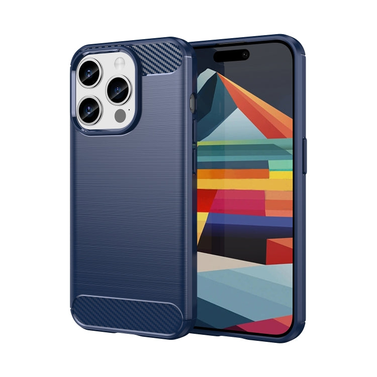 Custodia per telefono TPU in fibra di carbonio con trama spazzolata, For iPhone 15, For iPhone 15 Plus, For iPhone 15 Pro, For iPhone 15 Pro Max