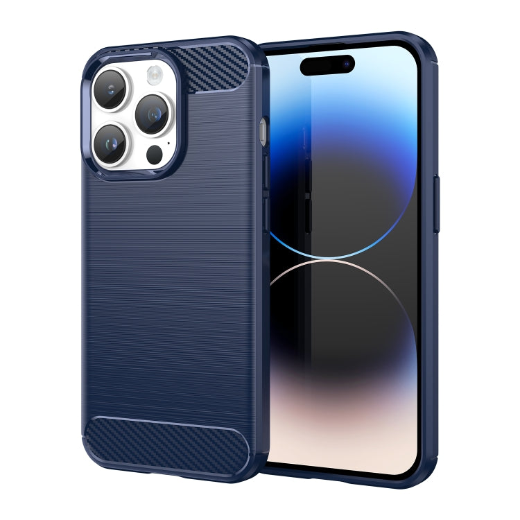 Custodia per telefono TPU in fibra di carbonio con trama spazzolata, For iPhone 15, For iPhone 15 Plus, For iPhone 15 Pro, For iPhone 15 Pro Max