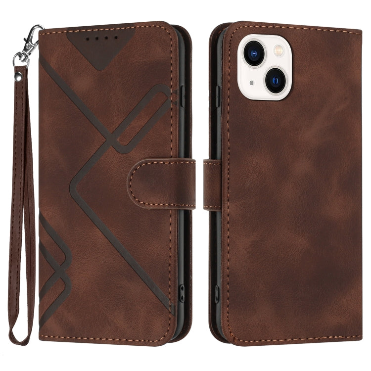 Custodia per cellulare in pelle con motivo a linea, For iPhone 14 Plus, For iPhone 14, For iPhone 14 Pro, For iPhone 14 Pro Max