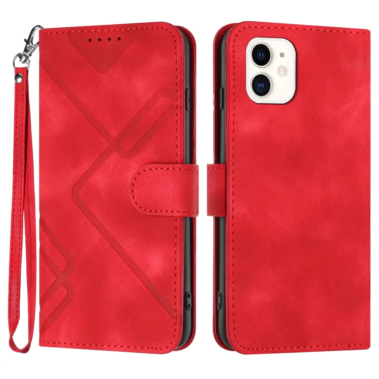 Custodia per cellulare in pelle con motivo a linea, For iPhone 13 mini, For iPhone 12 / 12 Pro, For iPhone 12 Pro Max, For iPhone 12 mini