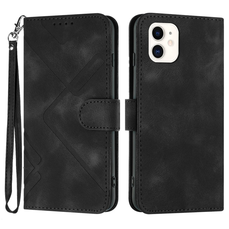 Custodia per cellulare in pelle con motivo a linea, For iPhone 13 mini, For iPhone 12 / 12 Pro, For iPhone 12 Pro Max, For iPhone 12 mini