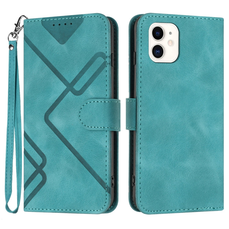 Custodia per cellulare in pelle con motivo a linea, For iPhone 13 mini, For iPhone 12 / 12 Pro, For iPhone 12 Pro Max, For iPhone 12 mini