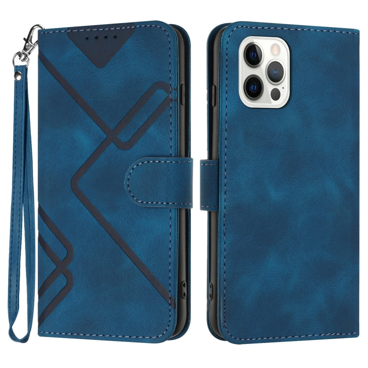 Custodia per cellulare in pelle con motivo a linea, For iPhone 13 mini, For iPhone 12 / 12 Pro, For iPhone 12 Pro Max, For iPhone 12 mini