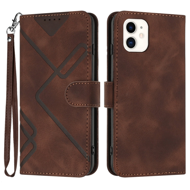 Custodia per cellulare in pelle con motivo a linea, For iPhone 11 Pro Max, For iPhone 11, For iPhone 11 Pro, For iPhone X / XS