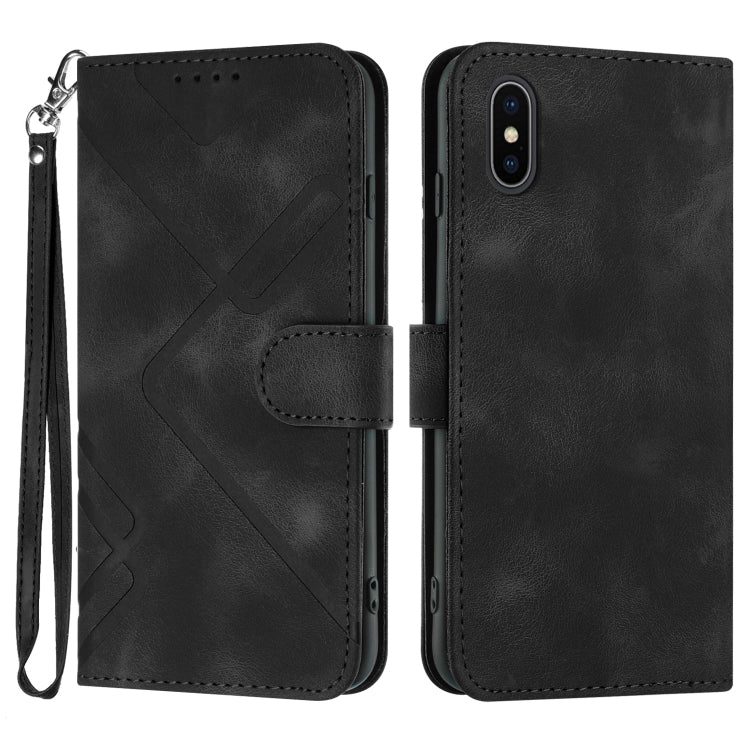 Custodia per cellulare in pelle con motivo a linea, For iPhone XR, For iPhone XS Max, For iPhone 6 Plus/7 Plus/8 Plus, For iPhone 5s / SE
