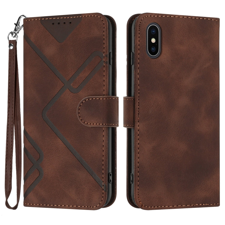 Custodia per cellulare in pelle con motivo a linea, For iPhone XR, For iPhone XS Max, For iPhone 6 Plus/7 Plus/8 Plus, For iPhone 5s / SE