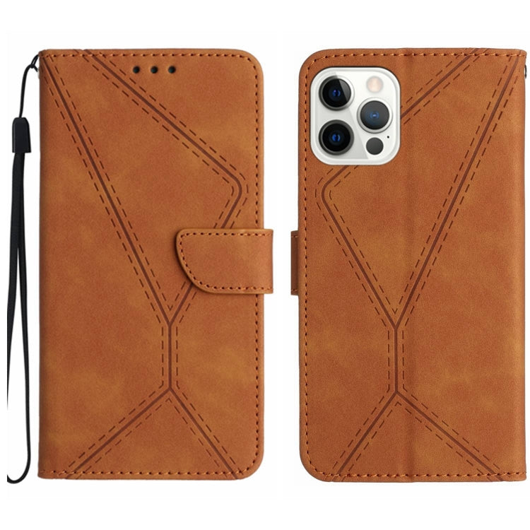Custodia per telefono in pelle goffrata con cuciture, For iPhone 14, For iPhone 14 Pro, For iPhone 14 Pro Max, For iPhone 13
