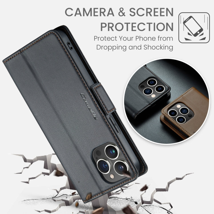 Custodia per telefono in pelle antifurto RFID CaseMe 023 con fibbia a farfalla, For iPhone 14 Pro, For iPhone 15 Plus, For iPhone 14 Pro Max, For iPhone 15