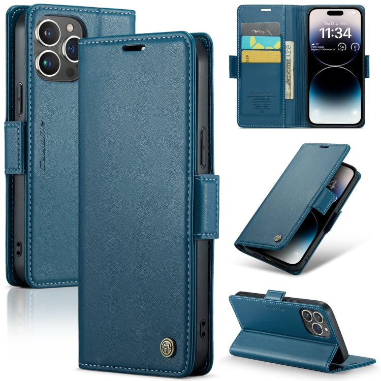 Custodia per telefono in pelle antifurto RFID CaseMe 023 con fibbia a farfalla, For iPhone 14 Pro, For iPhone 15 Plus, For iPhone 14 Pro Max, For iPhone 15