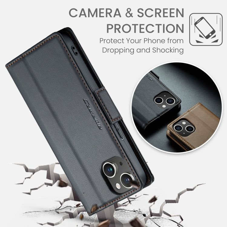 Custodia per telefono in pelle antifurto RFID CaseMe 023 con fibbia a farfalla, For iPhone 13, For iPhone 13 mini, For iPhone 13 Pro, For iPhone 13 Pro Max