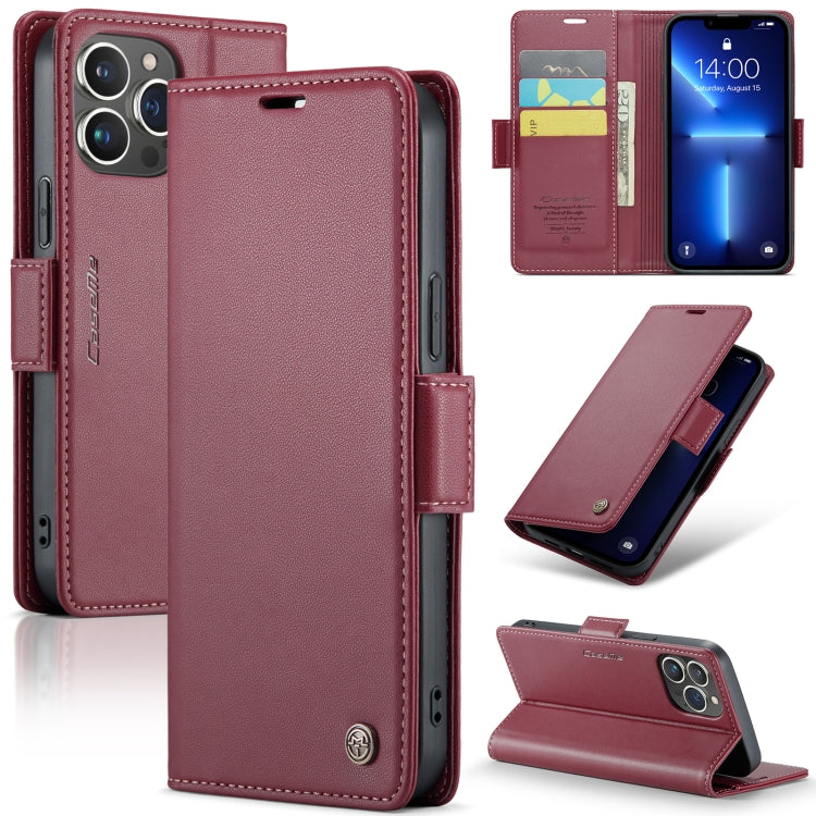 Custodia per telefono in pelle antifurto RFID CaseMe 023 con fibbia a farfalla, For iPhone 13, For iPhone 13 mini, For iPhone 13 Pro, For iPhone 13 Pro Max
