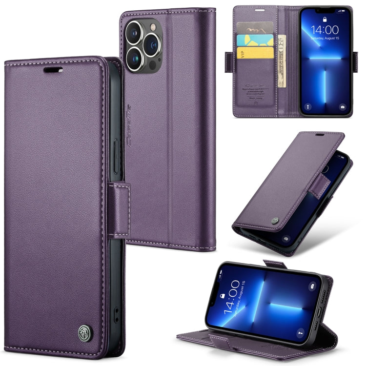 Custodia per telefono in pelle antifurto RFID CaseMe 023 con fibbia a farfalla, For iPhone 13, For iPhone 13 mini, For iPhone 13 Pro, For iPhone 13 Pro Max