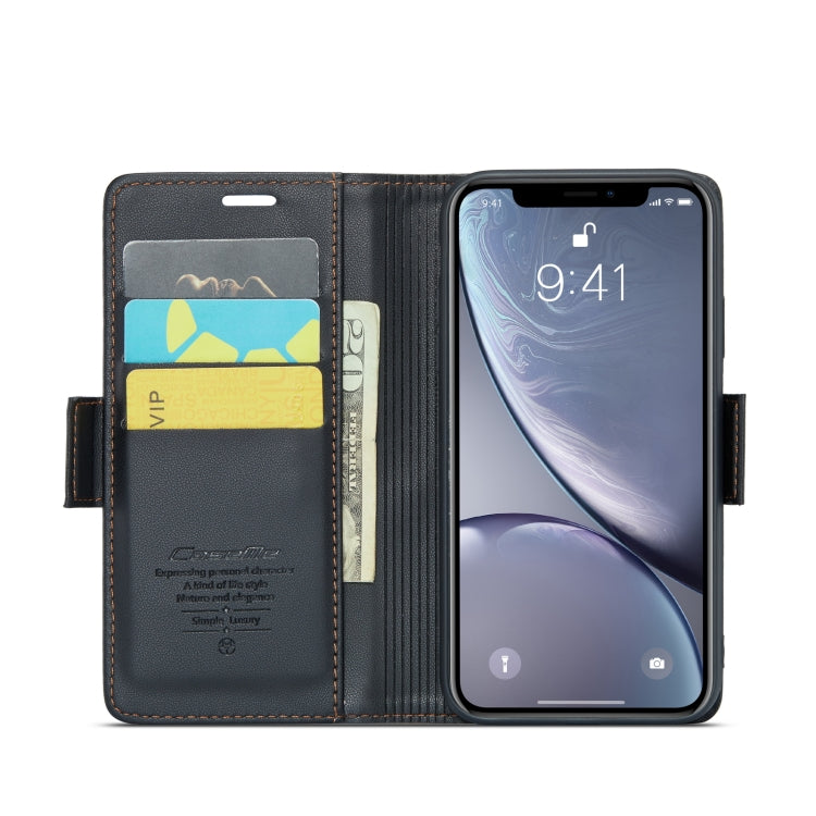 Custodia per telefono in pelle antifurto RFID CaseMe 023 con fibbia a farfalla, For iPhone XR, For iPhone SE 2022/SE 2020/6/7/8, For iPhone 6 Plus/7 Plus/8 Plus