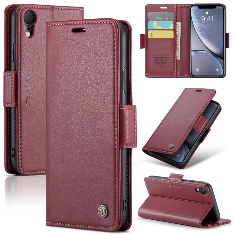 Custodia per telefono in pelle antifurto RFID CaseMe 023 con fibbia a farfalla, For iPhone XR, For iPhone SE 2022/SE 2020/6/7/8, For iPhone 6 Plus/7 Plus/8 Plus