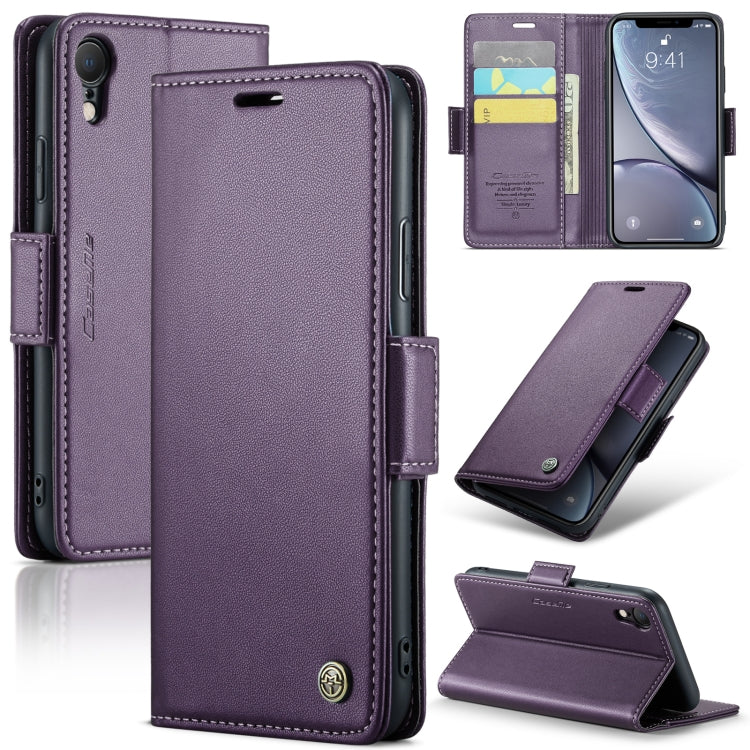 Custodia per telefono in pelle antifurto RFID CaseMe 023 con fibbia a farfalla, For iPhone XR, For iPhone SE 2022/SE 2020/6/7/8, For iPhone 6 Plus/7 Plus/8 Plus
