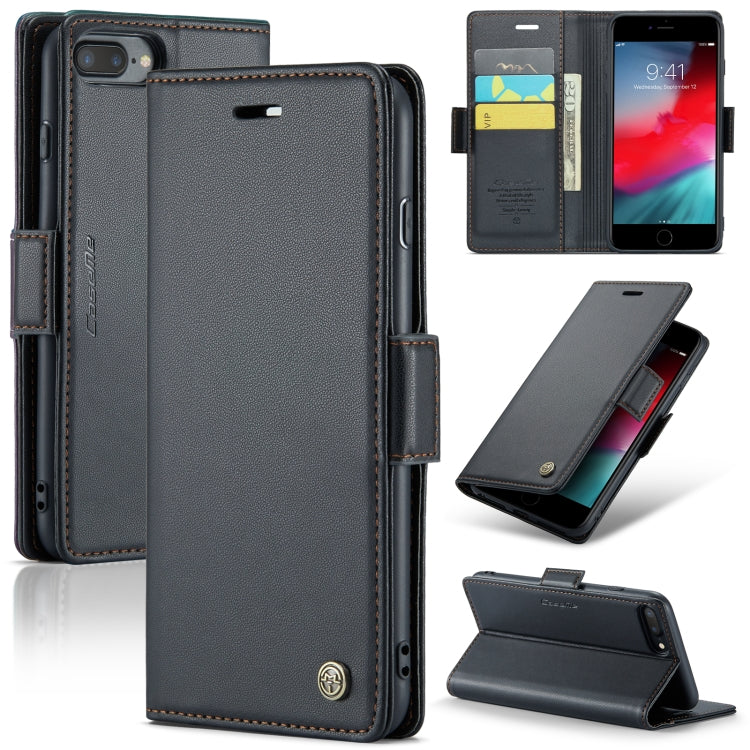 Custodia per telefono in pelle antifurto RFID CaseMe 023 con fibbia a farfalla, For iPhone XR, For iPhone SE 2022/SE 2020/6/7/8, For iPhone 6 Plus/7 Plus/8 Plus