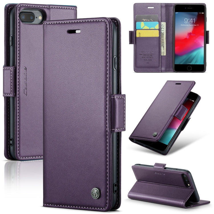 Custodia per telefono in pelle antifurto RFID CaseMe 023 con fibbia a farfalla, For iPhone XR, For iPhone SE 2022/SE 2020/6/7/8, For iPhone 6 Plus/7 Plus/8 Plus
