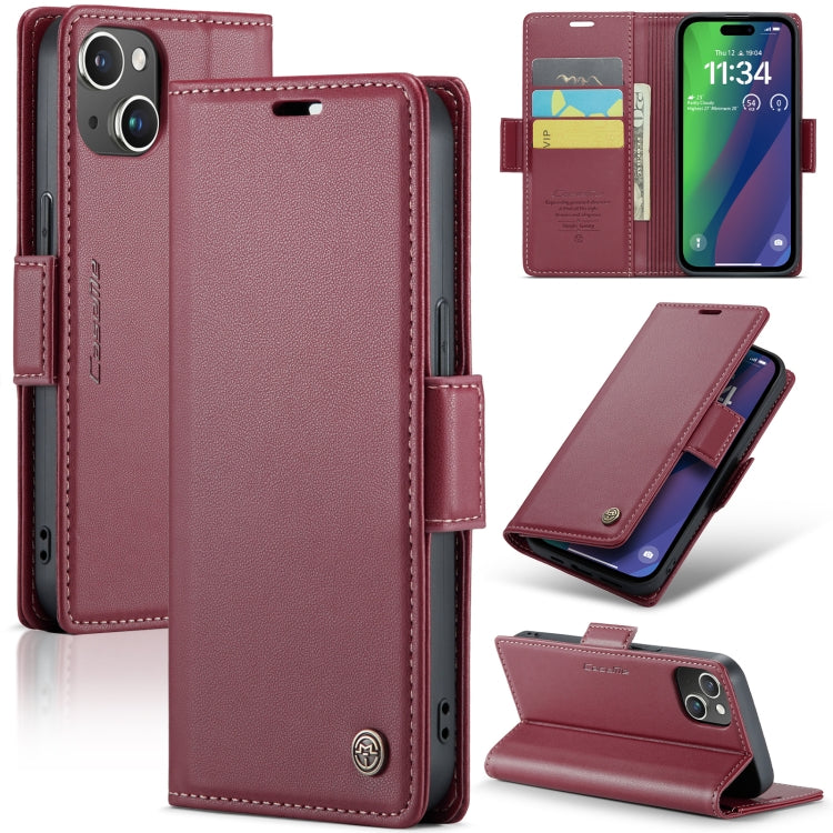 Custodia per telefono in pelle antifurto RFID CaseMe 023 con fibbia a farfalla, For iPhone 14 Pro, For iPhone 15 Plus, For iPhone 14 Pro Max, For iPhone 15