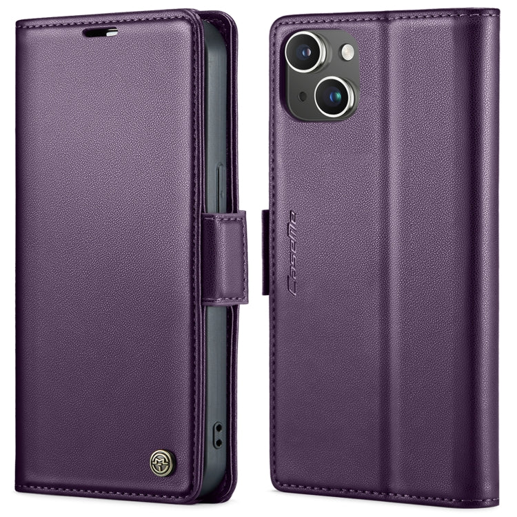 Custodia per telefono in pelle antifurto RFID CaseMe 023 con fibbia a farfalla, For iPhone 14 Pro, For iPhone 15 Plus, For iPhone 14 Pro Max, For iPhone 15