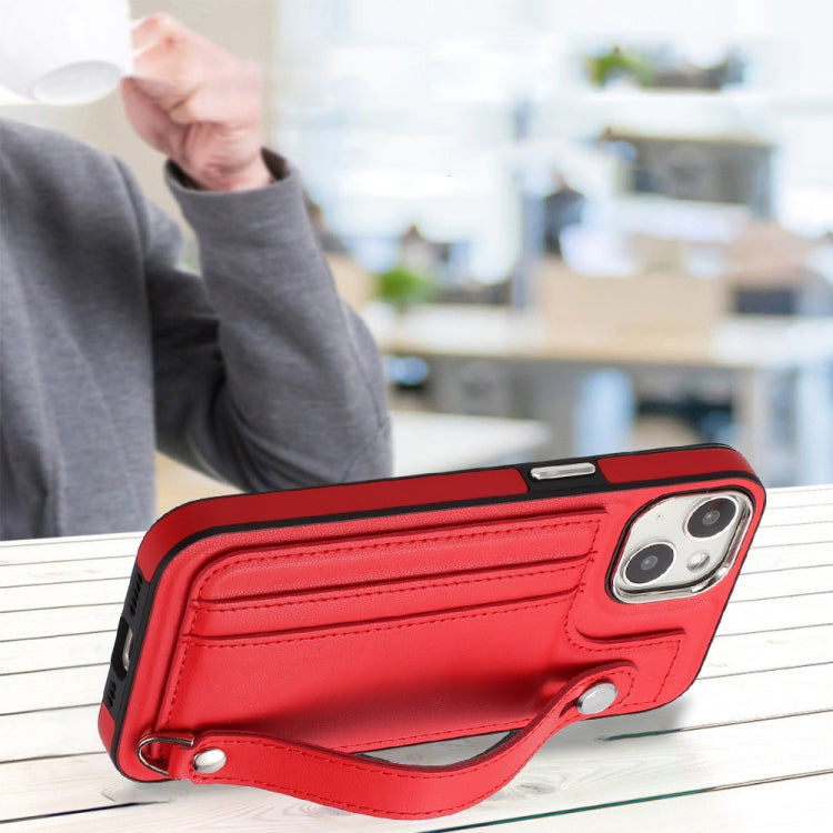 Custodia per telefono in pelle antiurto con cinturino da polso, For iPhone 13, For iPhone 13 Pro, For iPhone 13 Pro Max, For iPhone 12 / 12 Pro