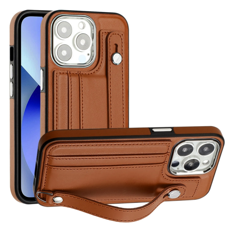 Custodia per telefono in pelle antiurto con cinturino da polso, For iPhone 13, For iPhone 13 Pro, For iPhone 13 Pro Max, For iPhone 12 / 12 Pro
