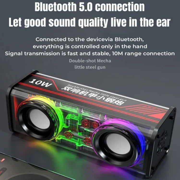 Altoparlante Bluetooth wireless con subwoofer TWS meccanico trasparente V8, V8