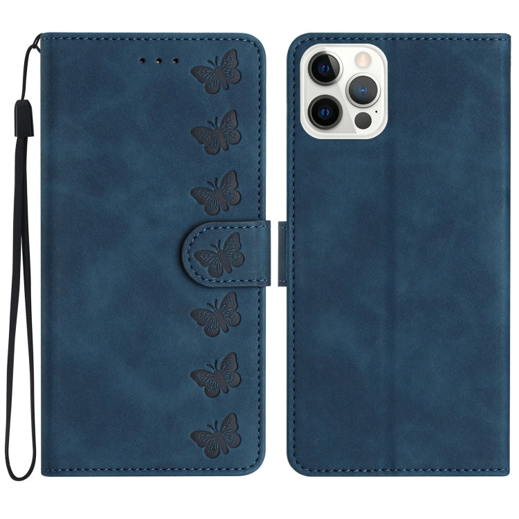 Custodia per telefono in pelle goffrata con sette farfalle, For iPhone 16, For iPhone 15 Pro Max, For iPhone 15 Pro, For iPhone 15 Plus