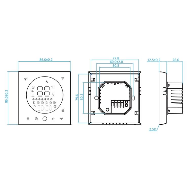 BHT-008GCL 95-240V AC 5A Smart Home Caldaia Riscaldamento LED Termostato Senza WiFi, Without WiFi