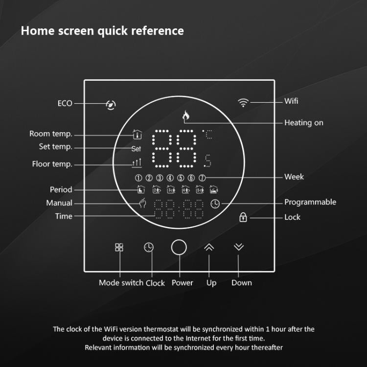 BHT-008GCL 95-240V AC 5A Smart Home Caldaia Riscaldamento LED Termostato Senza WiFi, Without WiFi