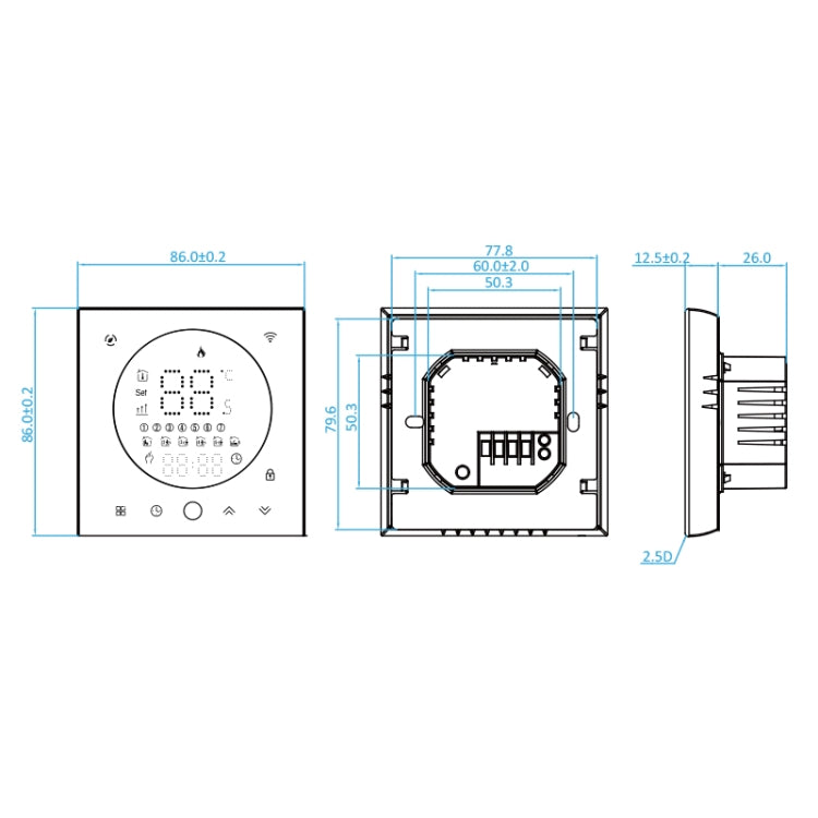BHT-008GCLW 95-240V AC 5A Smart Home Caldaia Riscaldamento LED Termostato con WiFi, With WiFi
