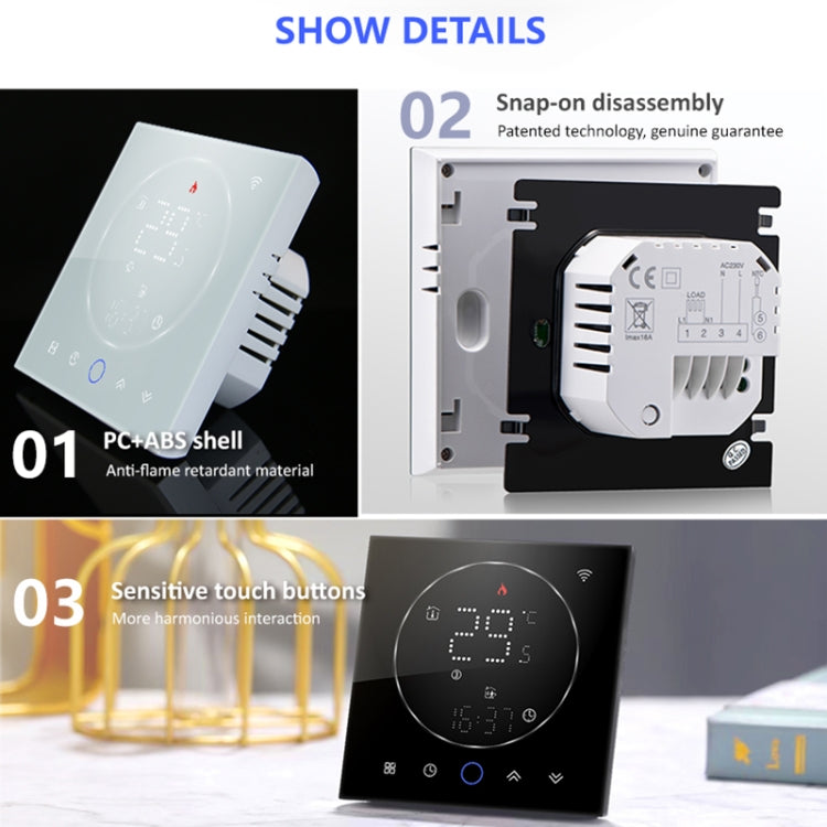 BHT-008GCLW 95-240V AC 5A Smart Home Caldaia Riscaldamento LED Termostato con WiFi, With WiFi