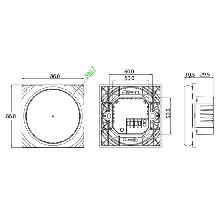 BHT-6001GBLW 95-240 V CA 16 A Termostato rotondo intelligente Riscaldamento elettrico Termostato LED, With WiFi, Without WiFi