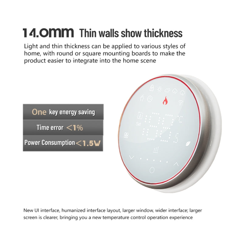 BHT-6001GBLW 95-240 V CA 16 A Termostato rotondo intelligente Riscaldamento elettrico Termostato LED, With WiFi, Without WiFi