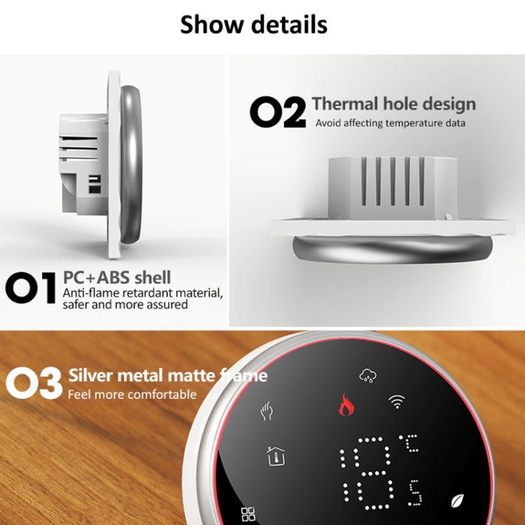 BHT-6001GBLW 95-240 V CA 16 A Termostato rotondo intelligente Riscaldamento elettrico Termostato LED, With WiFi, Without WiFi