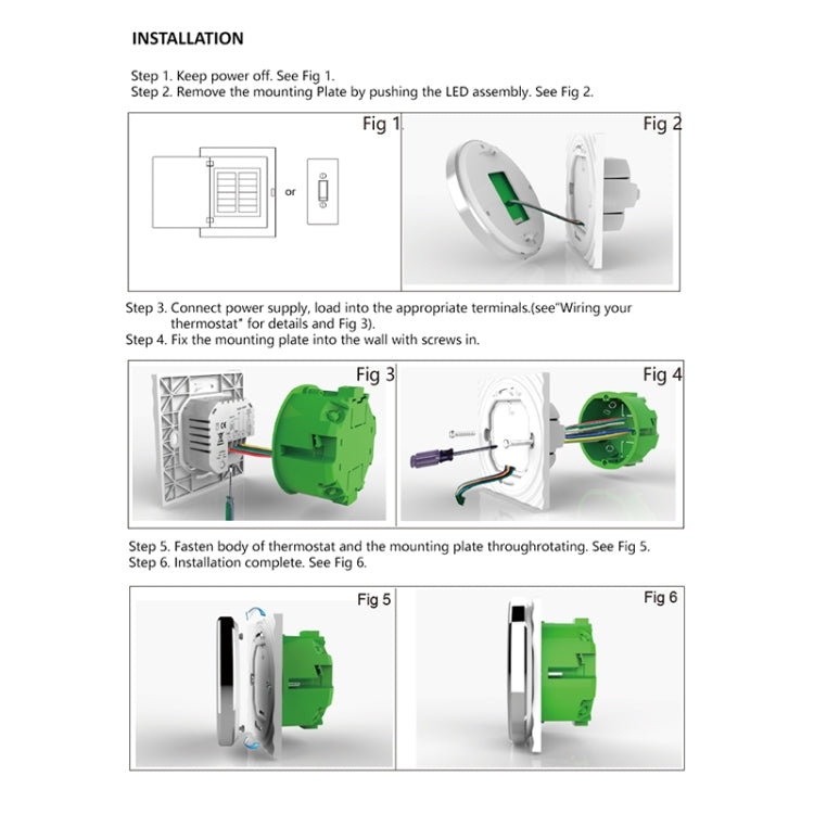 BHT-6001GCLW 95-240 V CA 5 A Termostato rotondo intelligente Caldaia Riscaldamento LED Termostato, With WiFi, Without WiFi