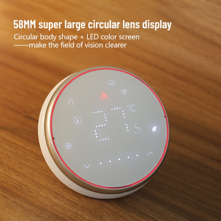BHT-6001GCLW 95-240 V CA 5 A Termostato rotondo intelligente Caldaia Riscaldamento LED Termostato, With WiFi, Without WiFi
