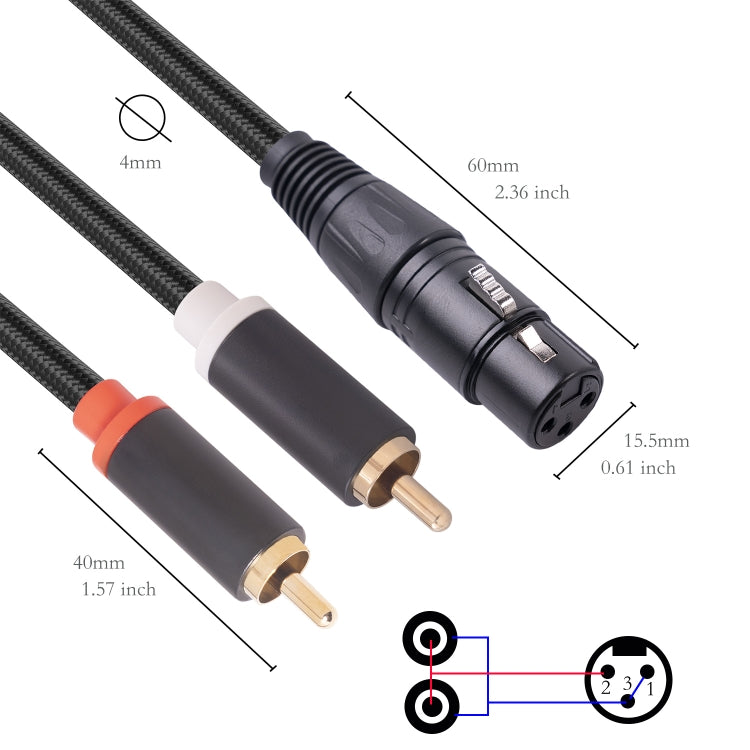 RCA20 XLR femmina a doppio cavo audio splitter a Y RCA, 1m, 2m, 3m
