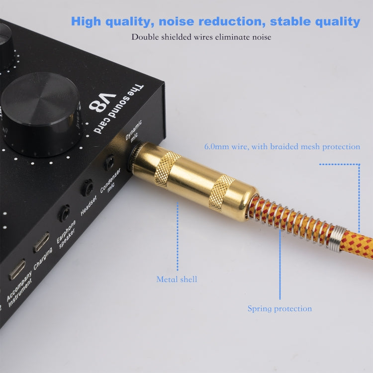TC048GFY Cavo audio da 6,35 mm maschio dritto a gomito per chitarra elettrica, lunghezza: 3 m, 3m M to M Elbow