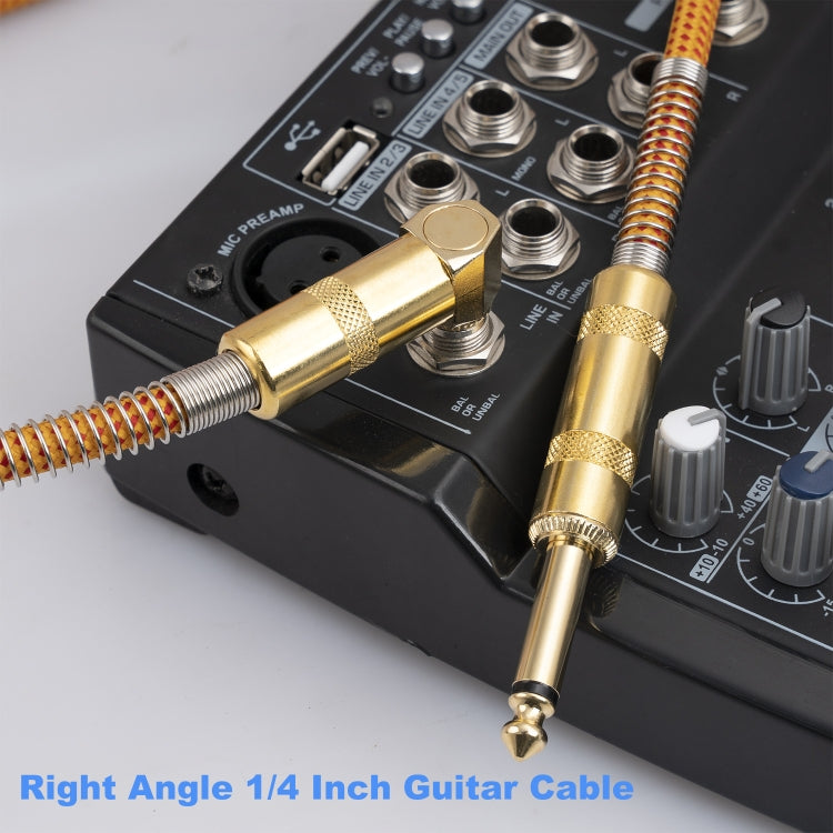 TC048GFY Cavo audio da 6,35 mm maschio dritto a gomito per chitarra elettrica, lunghezza: 3 m, 3m M to M Elbow