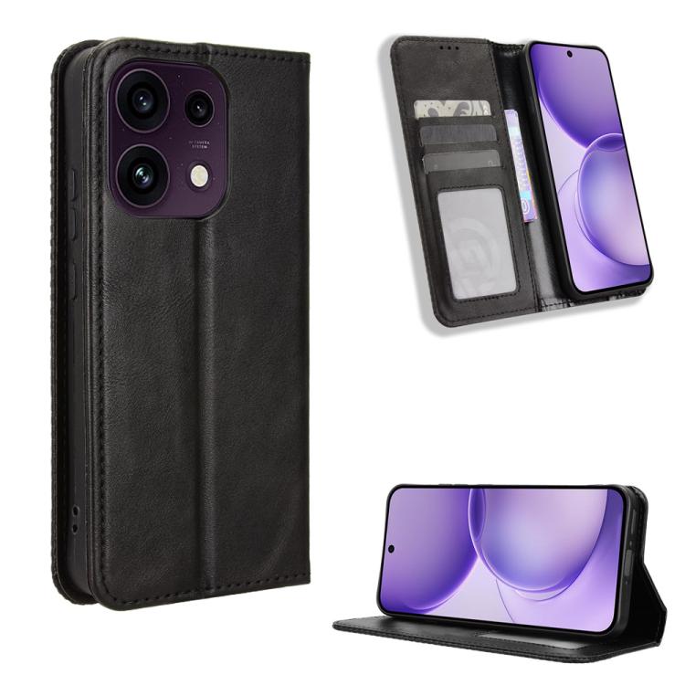 Custodia per telefono in pelle con trama retrò con fibbia magnetica, For OPPO Reno16 F 5G / Reno16 FS 5G, For OPPO Reno15 A / Reno15 F 5G, For OPPO Reno16 Pro 5G / Reno 16 5G Global, For OPPO F33 Pro 5G, For OPPO Find X9 Ultra 5G