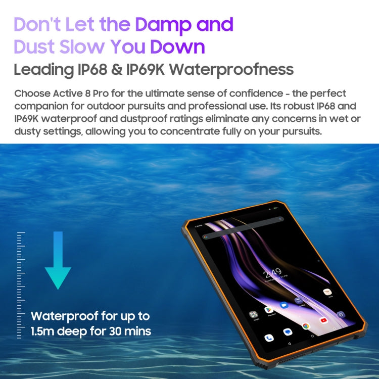 Tablet robusto Blackview Active 8 Pro 4G, 10,36 pollici 8 GB + 256 GB Android 13 MT6789 Supporto Octa Core Dual SIM, versione globale con Google Play, spina europea, Active 8 Pro