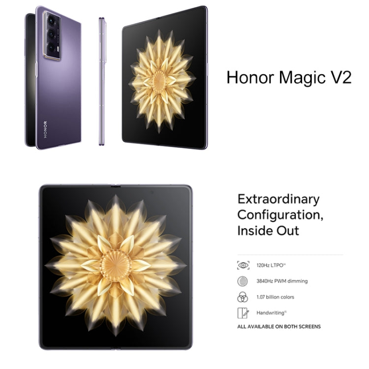 Honor Magic V2 Ultimate 5G, 7,92 pollici + 6,43 pollici MagicOS 7.2 Snapdragon 8 Gen2 Octa Core fino a 3,36 GHz, rete: 5G, OTG, non supporta Google Play, 16GB+1TB