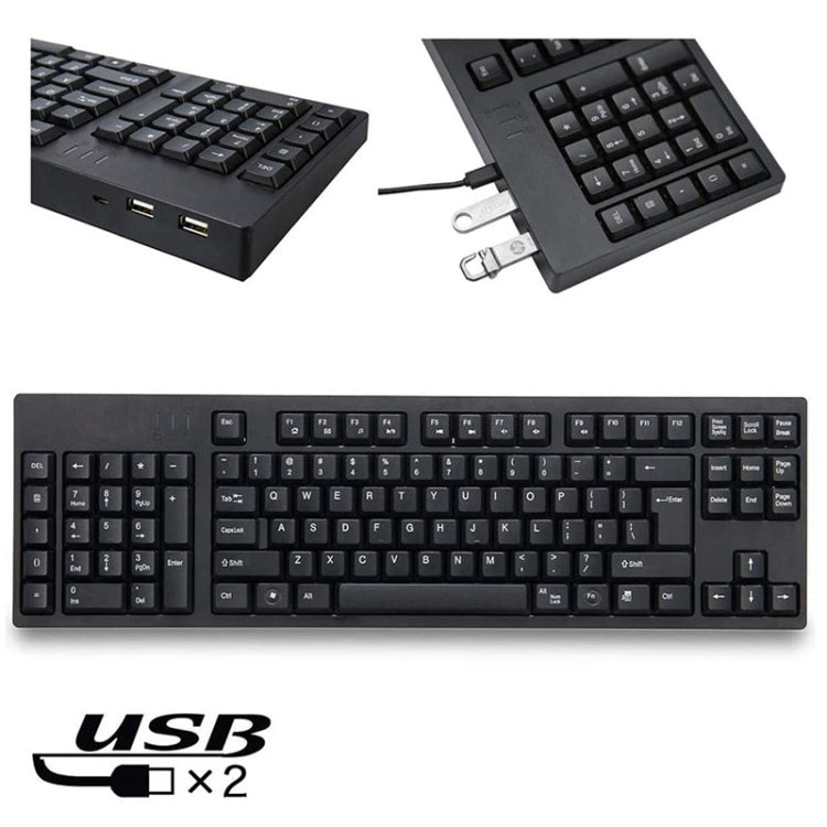 Tastiera USB cablata per mano sinistra con funzione Dual HUB