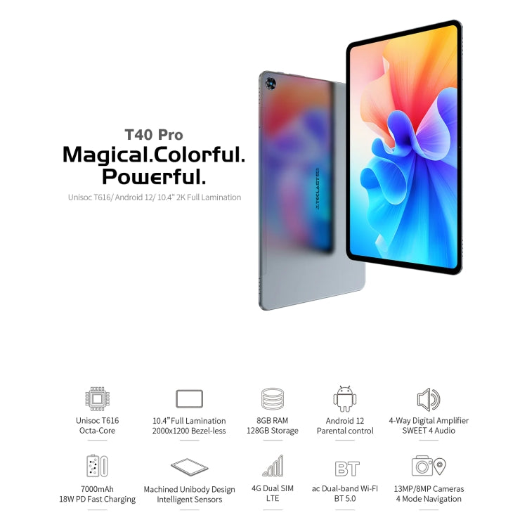 Teclast T40 Pro 2023 Tablet PC 10,4 pollici, Android 12 Unisoc T616 Octa Core, 4G LTE Dual SIM, T40 Pro 2023