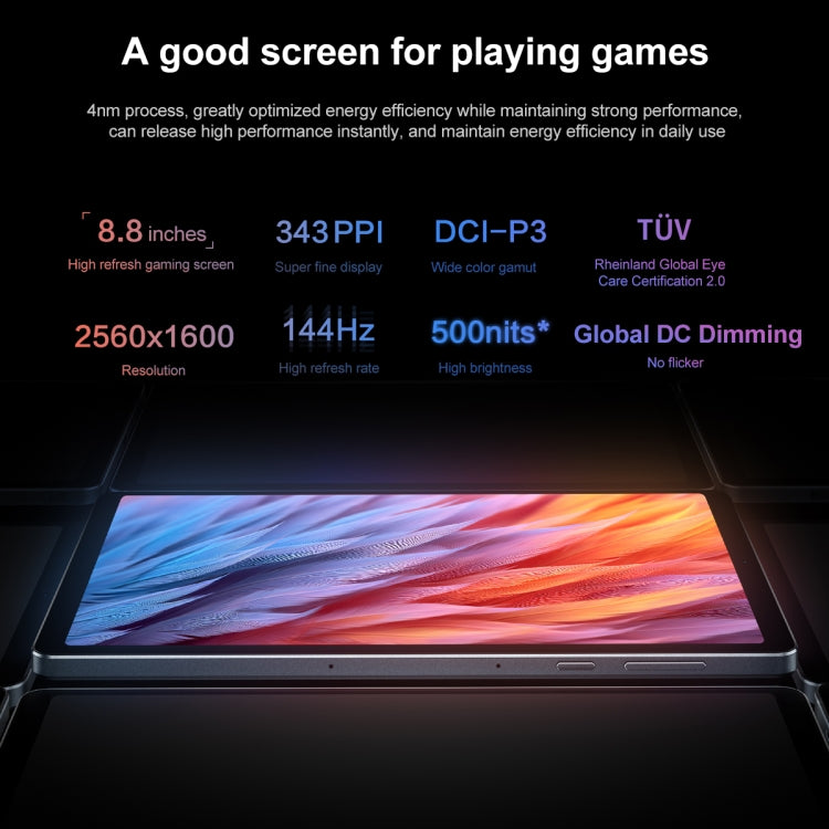Tablet da gioco WiFi Lenovo LEGION Y700 2023 da 8,8 pollici, Android 13, Qualcomm Snapdragon 8+ Gen1 Octa Core, 12GB+256GB, 16GB+512GB