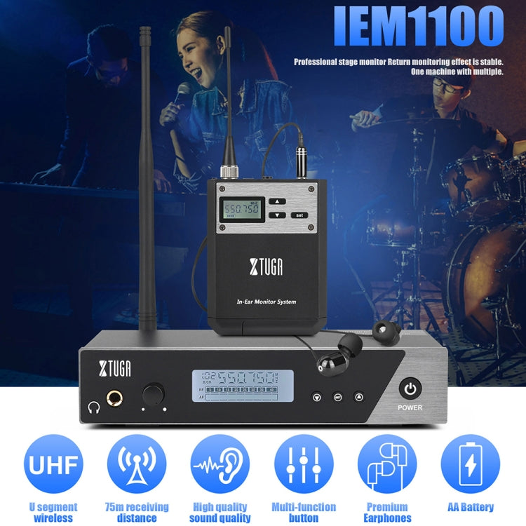 XTUGA IEM1100 Sistema di monitoraggio auricolare wireless professionale, 1 BodyPacks, 2 BodyPacks, 4 BodyPacks, 5 BodyPacks